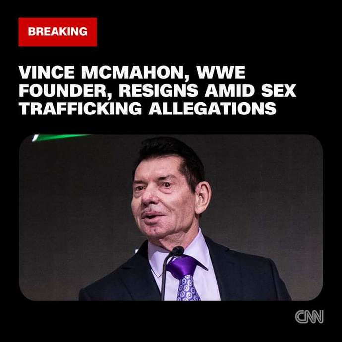 Breaking: Vince McMahonhas now resigned from TKO (company of UFC and WWE) over sex abuse allegations. Do you think he should be charged?