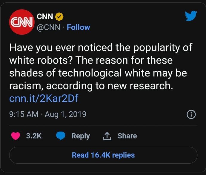 Why are so many robots white, Racism? ?