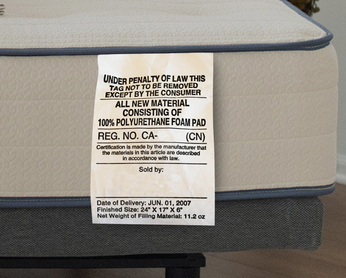 Removing a mattress tag as a non-consumer.