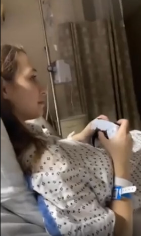 Girls, would YOU play video games after giving birth like this mom here?