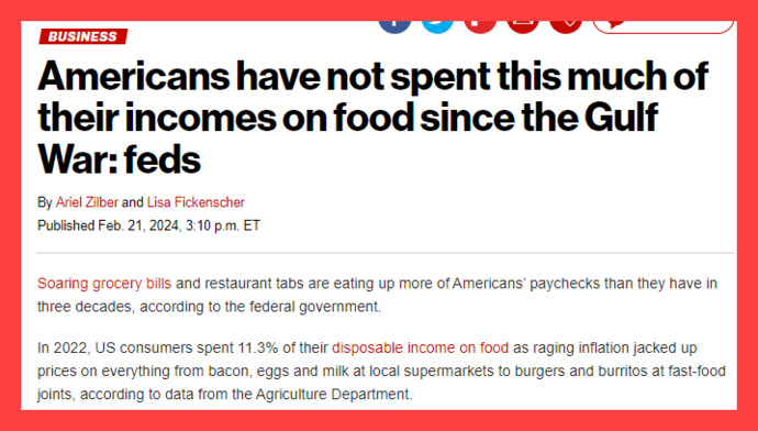 Soaring Grocery Bills And Restaurant Tabs Are Eating Up More Of Americans’ Paychecks Than They Have In Three Decades. Time for President Trump?
