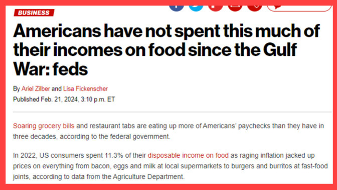 Soaring Grocery Bills And Restaurant Tabs Are Eating Up More Of Americans’ Paychecks Than They Have In Three Decades. Time for President Trump?
