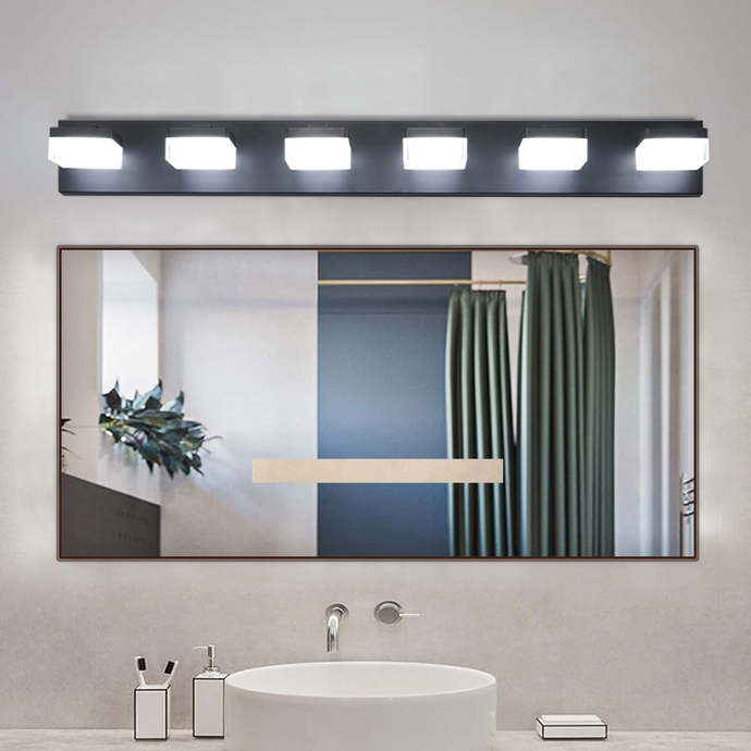 Home bathroom mirror with light bar