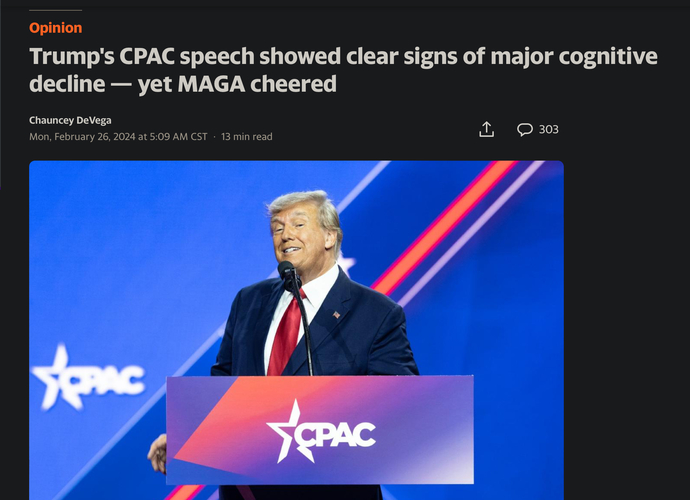 Does it say something that MAGA idiots applaud even during Trump’s cognitive decline?
