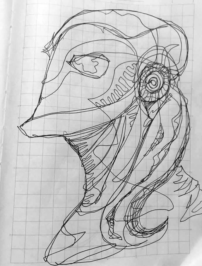 One-stroke scribble.
