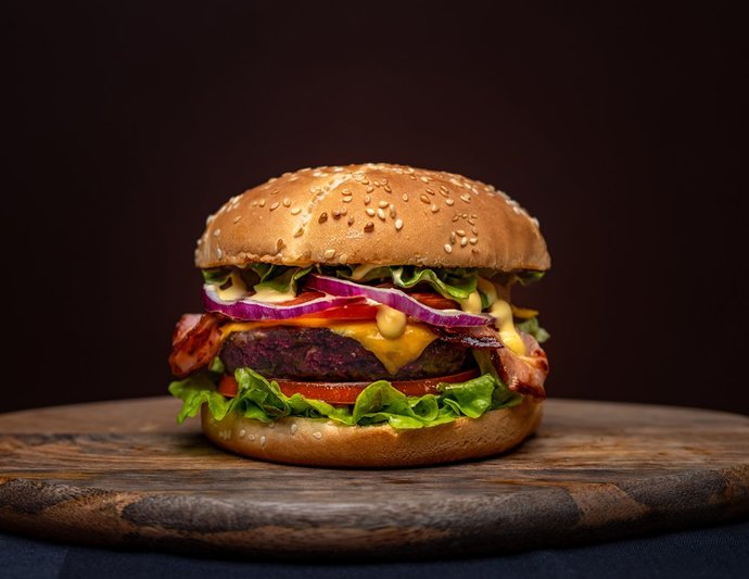 Lunch. Lamb cheesburger with everything.
