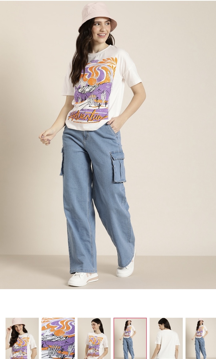 Which T-shirt should I buy for my girlfriend to wear casually with straight fit jeans?