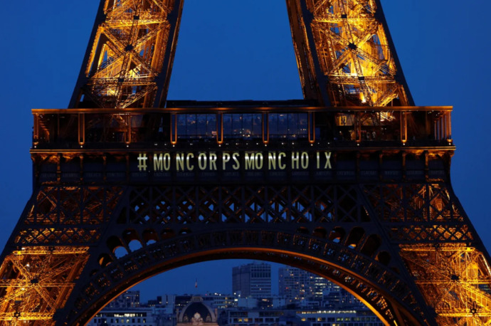 Eiffel Tower (Paris France) -"Mon corps mon choix", "My body, my choice"