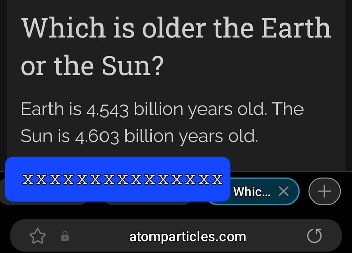 What is the age difference between our earth and our sun?