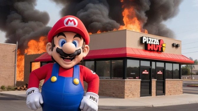 Why do YOU think Mario burned this pizza hut?
