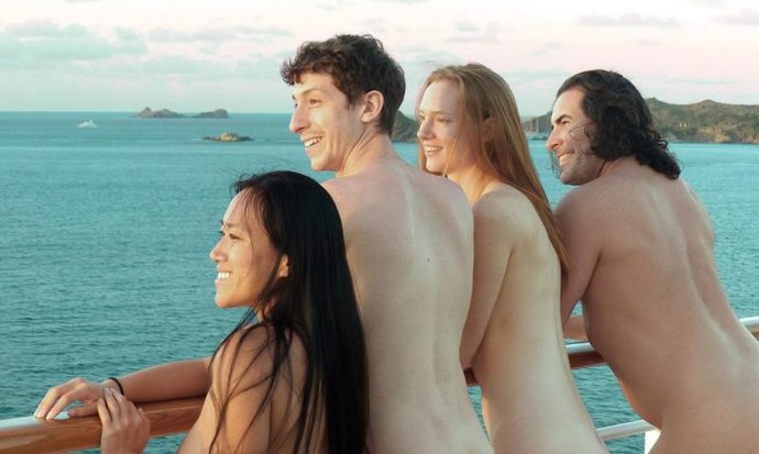 People enjoying a nude cruise.