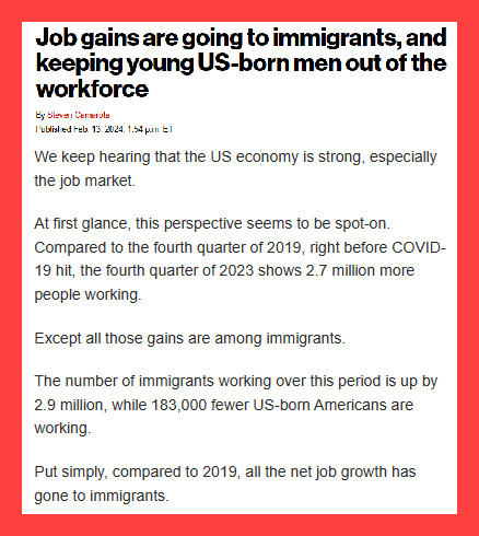 Americans actually LOST jobs under Biden, but immigrant employment is BOOMING. Why does 99.99% of the media ignore this critical point?