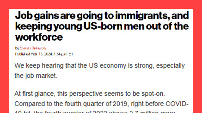 Americans actually LOST jobs under Biden, but immigrant employment is BOOMING. Why does 99.99% of the media ignore this critical point?
