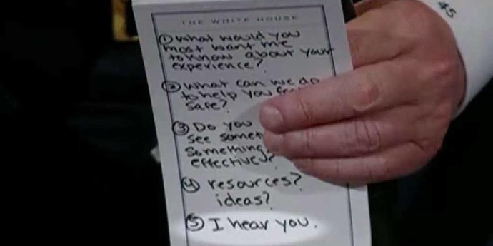 Trump met with, and gave his condolences to the grieving family of Laken Riley. Why didn't Biden even know her name? Why didn't he even care?