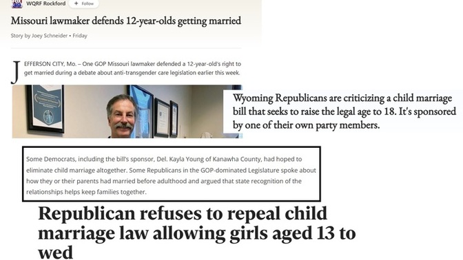 What's with the GOP and child marriage? Why are they such big supporters of it?