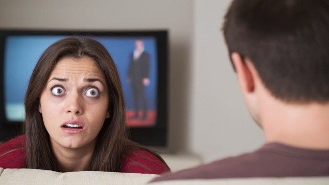 Guys, how would you feel if your girl kept staring at you like this while you tried to watch tv?
