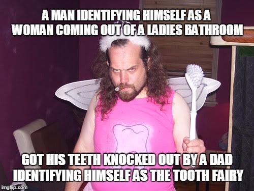 If a woman uses the men's room does that mean she automatically identifies as a man?