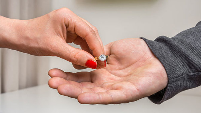If there is an engagement ring, the purchased by the man and given to the woman who gets to keep the ring with the engagement breaks up?