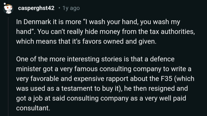 Why do people in Denmark think their government is not corrupt?
