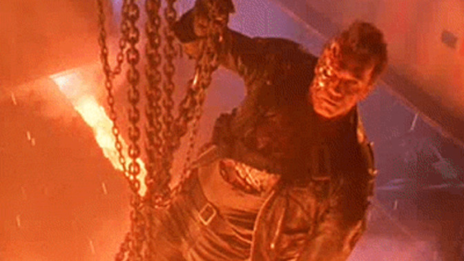 If YOUR Terminator body guard gave YOU a thumbs up as he slowly descends into a vat of Molten Steel how would you feel?