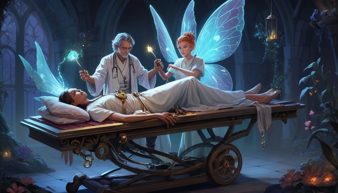 Would YOU trust this magic doctor and his fairy nurse assisstant to operate on you?