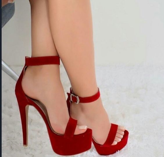 which red high heels would look best on you?