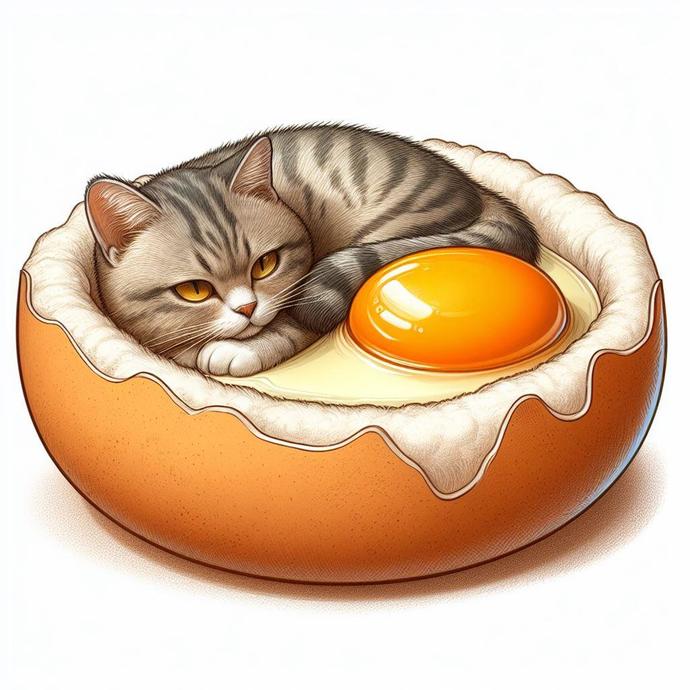 boiled egg cat bed...