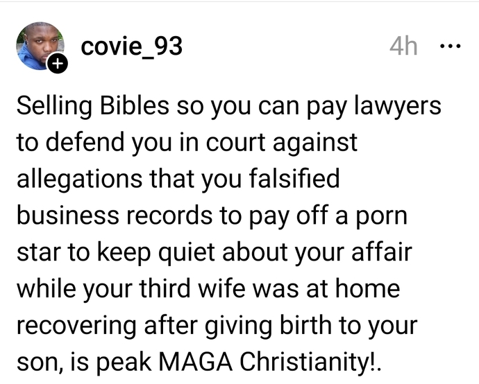 If you caught your partner buying Trumps $60 bible what would you think?