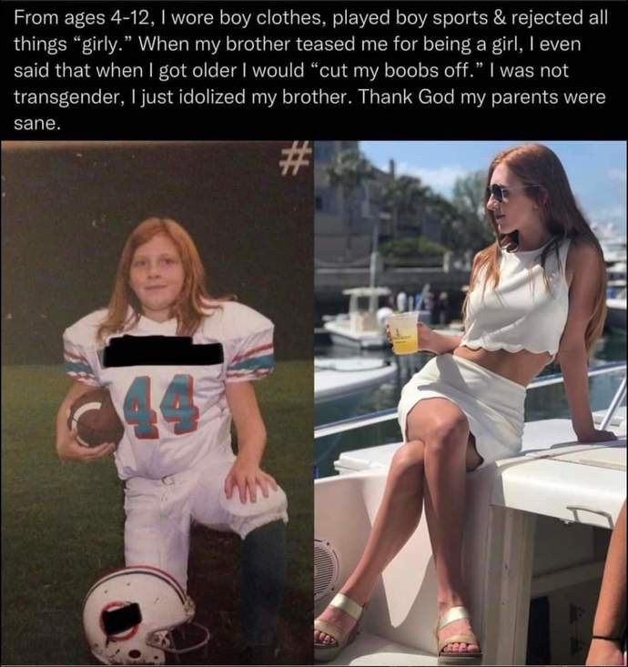 Transphobe calling her parents sane for not giving her gender reassignment surgery& hormones when she said she wanted to be a boy. Thoughts?
