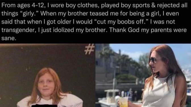 Transphobe calling her parents "sane" for not giving her gender reassignment surgery& hormones when she said she wanted to be a boy. Thoughts?