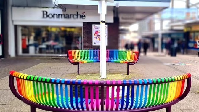 Would you sit on the rainbow bench?