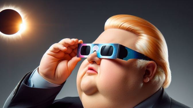 Witnesses say Trump wore his eclipse glasses this time. Are you proud of him?