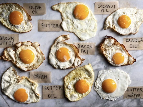 What do you fry an egg in?