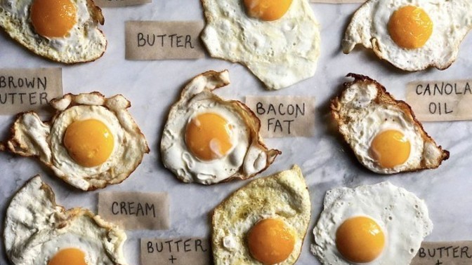 What do you fry an egg in?