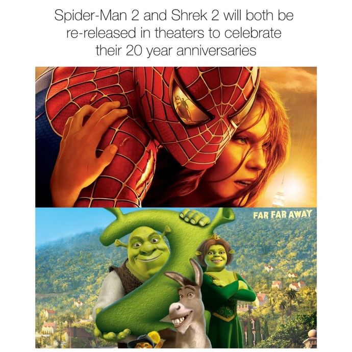 Are Shrek 2 (2004) and Spider Man re-releases are still a sell out in theaters after 20 years after coming out because movies suck nowadays?