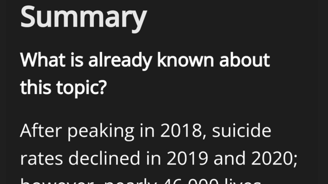 Why do you think this decade the suicide RATE was LESS during trump?