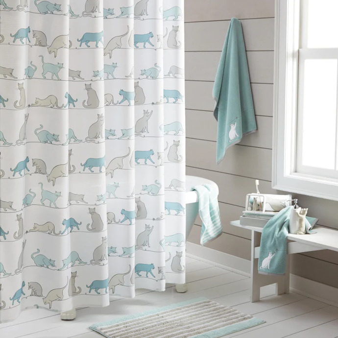Not my bathroom but these are my shower curtains.