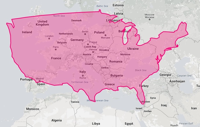 This is a “True Size” adjusted for the curvature of the earth