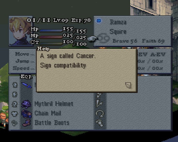 The zodiac signs of different characters affect ability effectiveness - Final Fantasy Tactics