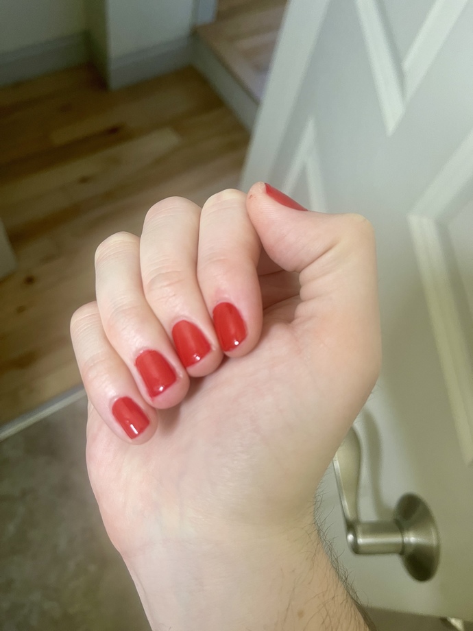Honest thoughts of a boy with red painted nails?