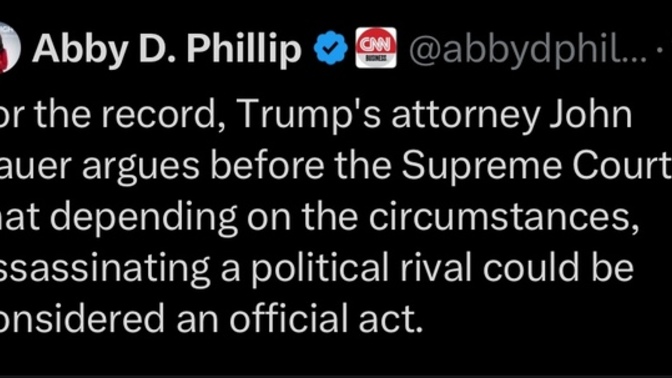 Wow…trumps lawyers are arguing assassinating a political rival can be a GOOD thing. Is that true?