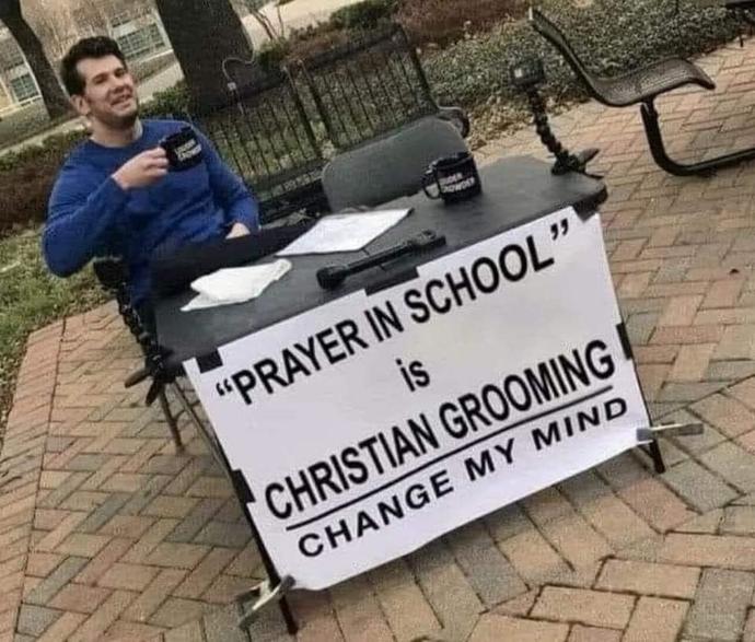 Is this correct? Would you be support Satanists & Pastafarians also getting equal time for school prayer? What would you say to change his mind?