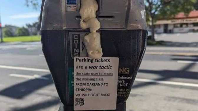 Do you agree with this notice that parking tickets are used to attack the working class?