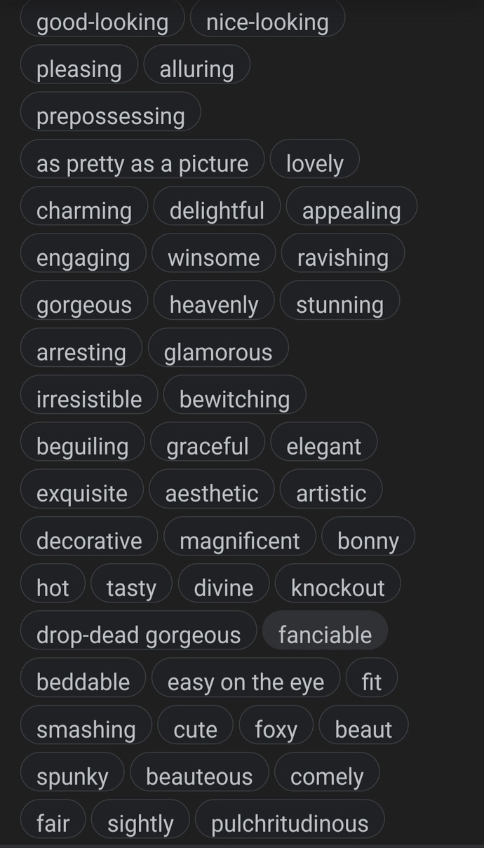 Which word do you say to compliment a womans beauty?