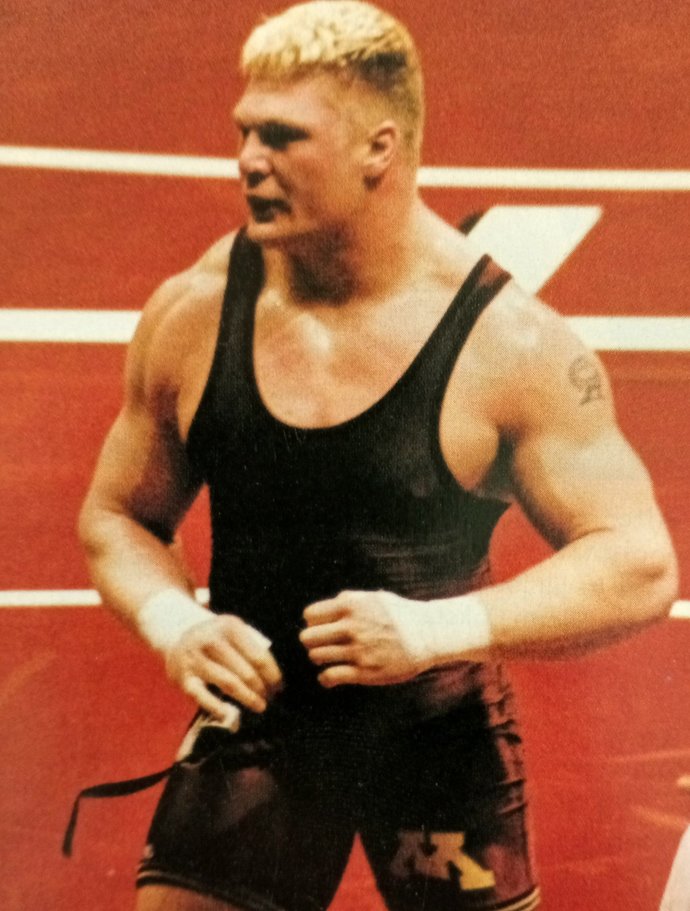 Who would win in a freestyle wrestling match, NCAA heavyweight champion Brock Lesnar or Olympic Gold Medalist Kurt Angle?