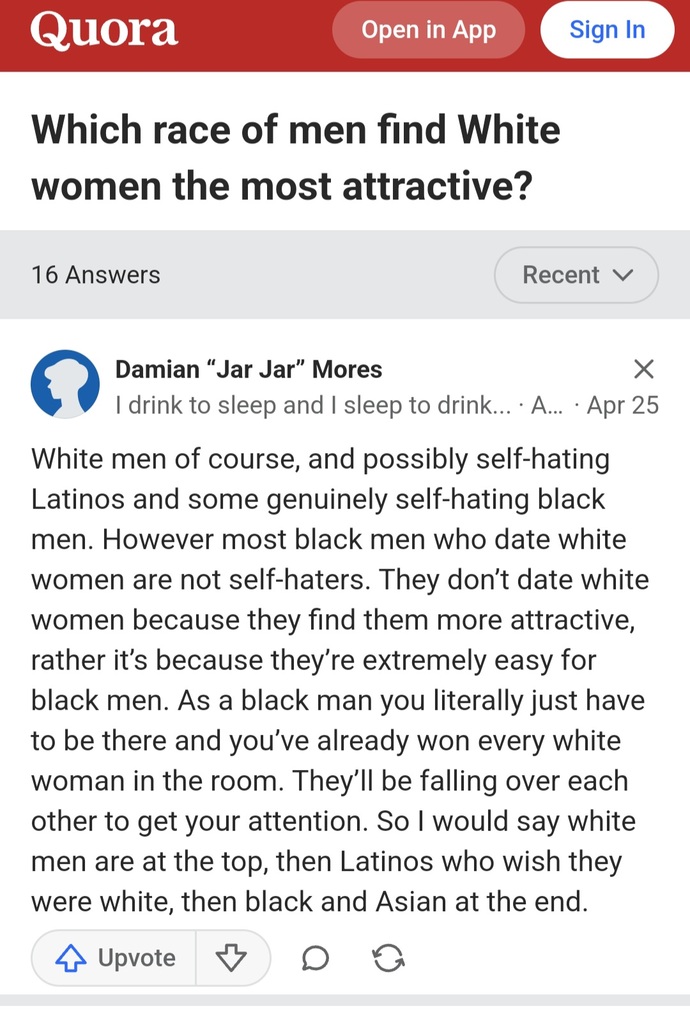 Which race of men find White women the most attractive?