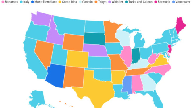 Is this map evidence that AMERICANS do TRAVEL OVERSEAS?