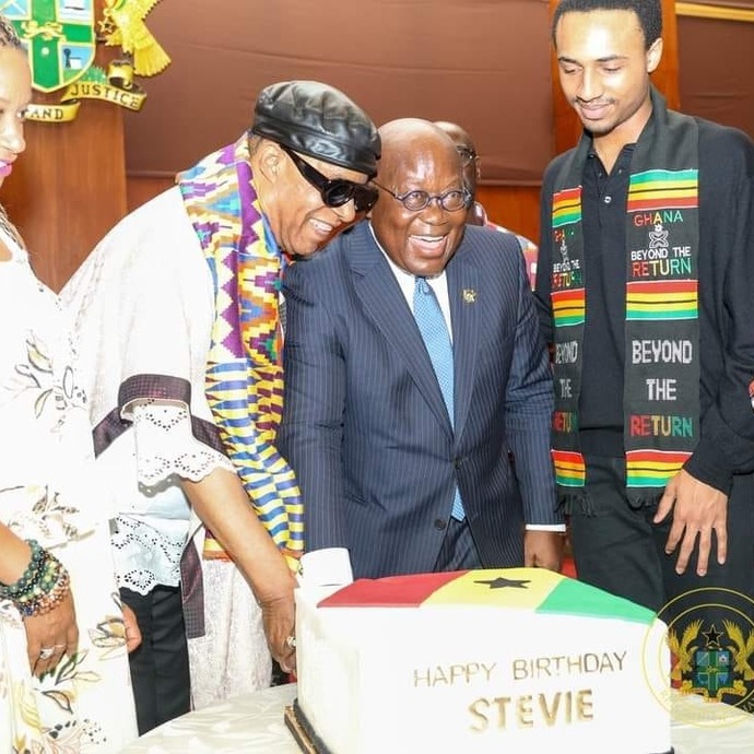 What are your thoughts of music legend Stevie Wonder turning 74 years old and received his dual citizenship of Ghana?