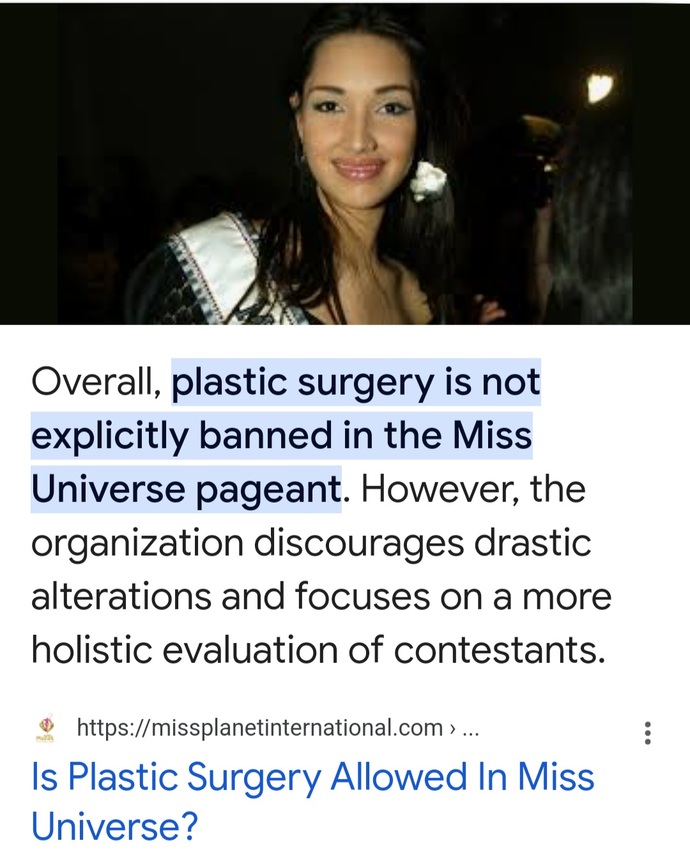 Anyone else think that plastic surgery girls should be banned from participating in Miss Pageants?