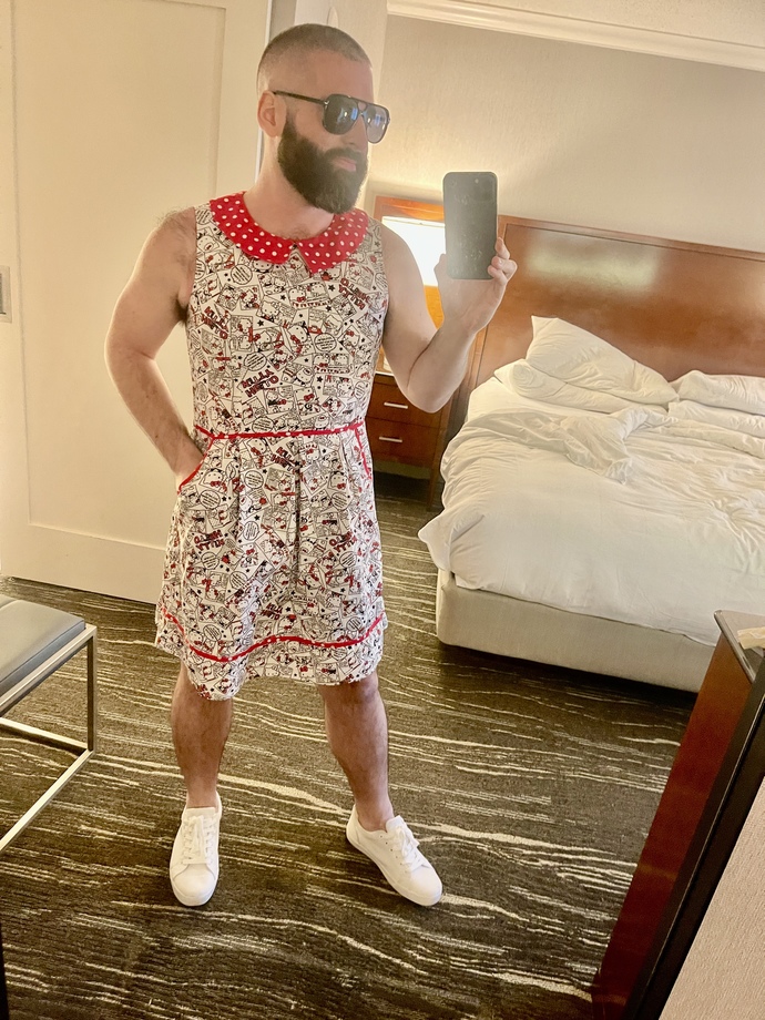 Wearing this out on the town today. How do I look as a boy in this dress?